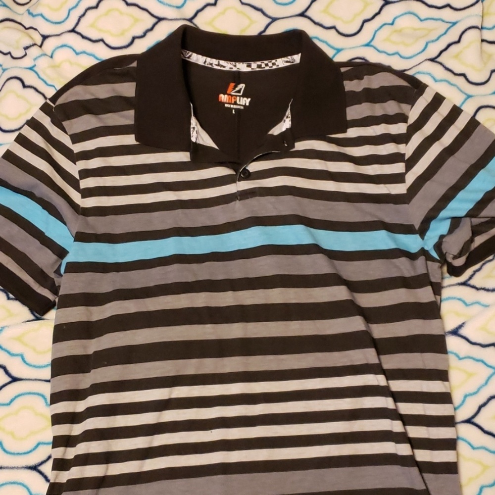 Amplify gray and black striped polo shirt